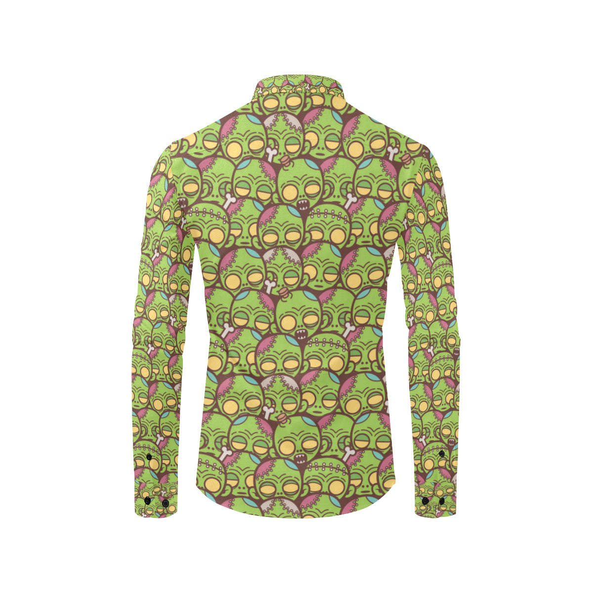 Zombie Head Design Pattern Print Men's Long Sleeve Shirt