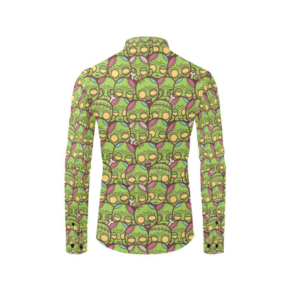 Zombie Head Design Pattern Print Men's Long Sleeve Shirt