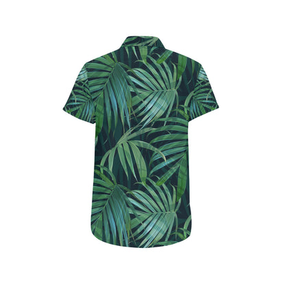 Tropical Flower Pattern Print Design TF011 Men's Short Sleeve Button Up Shirt