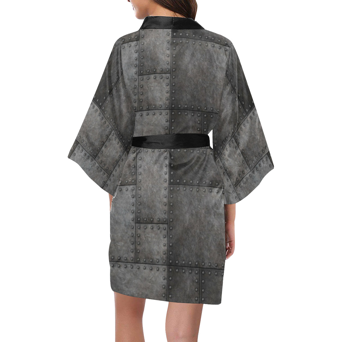 Armor Pattern Print Design 02 Women's Short Kimono