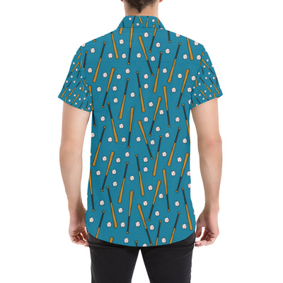 Baseball Pattern Print Design 01 Men's Short Sleeve Button Up Shirt