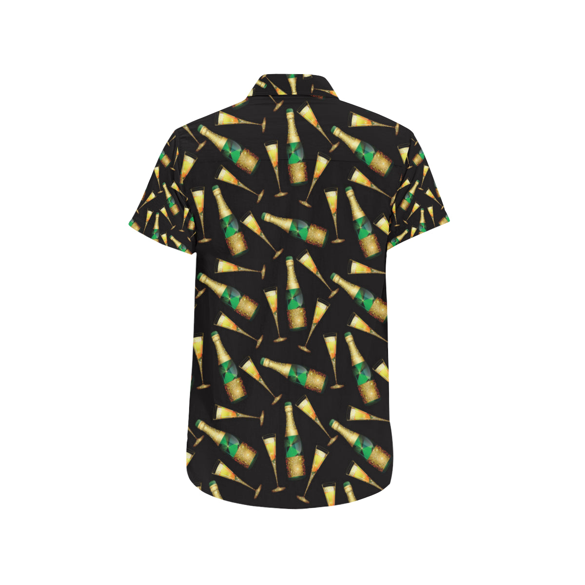 Champagne Pattern Print Design 02 Men's Short Sleeve Button Up Shirt