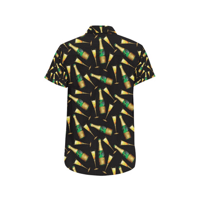 Champagne Pattern Print Design 02 Men's Short Sleeve Button Up Shirt