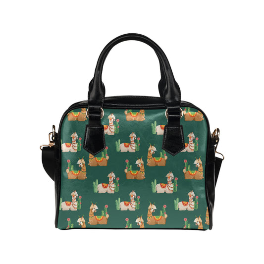 Llama Cactus Pattern Print Design 07 Shoulder Handbag