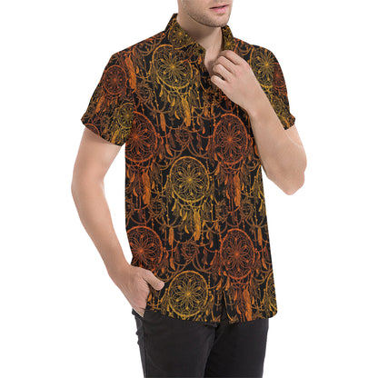 Dream catcher Sun and Moon Men's Short Sleeve Button Up Shirt
