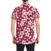 Cherry Blossom Pattern Print Design CB06 Men's Short Sleeve Button Up Shirt