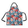 Red Hibiscus Blue Scene Apron with Pocket