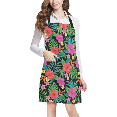 Hibiscus Red Hawaiian Flower Apron with Pocket