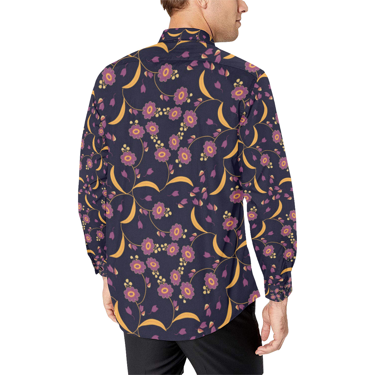 Anemone Pattern Print Design AM012 Men's Long Sleeve Shirt