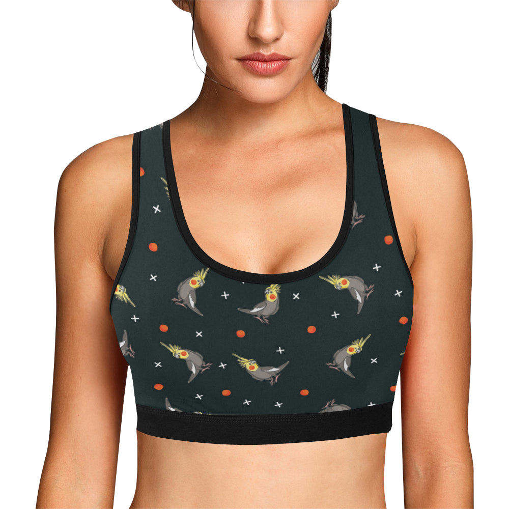 Cockatiel Pattern Print Design 02 Sports Bra