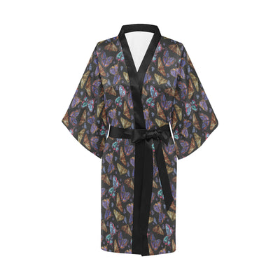 Butterfly Pattern Print Design 013 Women's Short Kimono