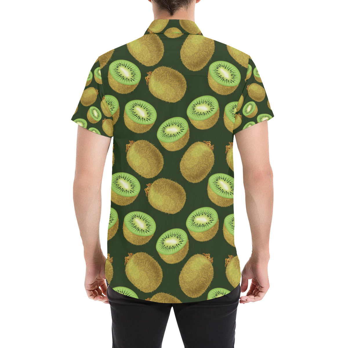 Kiwi Pattern Print Design KW04 Men's Short Sleeve Button Up Shirt