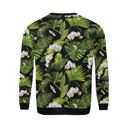 Tropical Flower Pattern Print Design TF026 Men Long Sleeve Sweatshirt