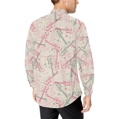 Bass Guitar Pattern Print Design 02 Men's Long Sleeve Shirt