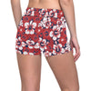 Red Hibiscus Pattern Print Design HB01 Yoga Shorts