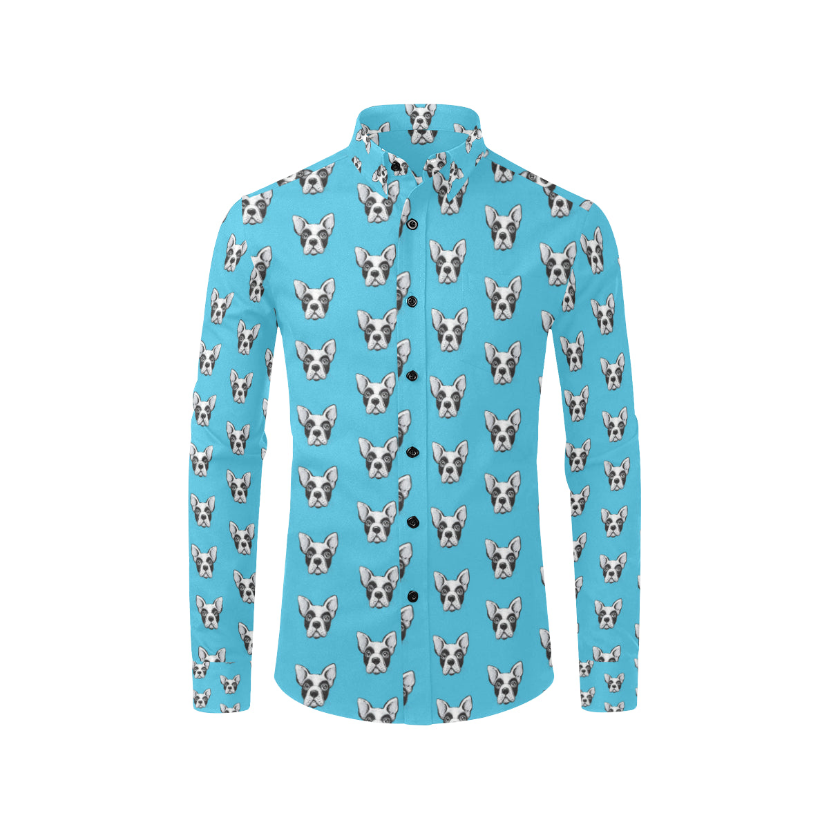 Boston Terrier Pattern Print Design 01 Men's Long Sleeve Shirt