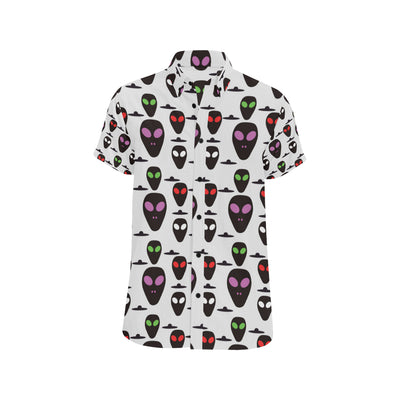 Alien Pattern Print Design 06 Men's Short Sleeve Button Up Shirt