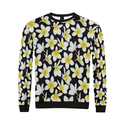 Yellow Plumeria Hawaiian Flowers Men Long Sleeve Sweatshirt