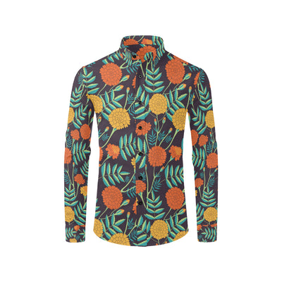 Marigold Pattern Print Design MR01 Men's Long Sleeve Shirt