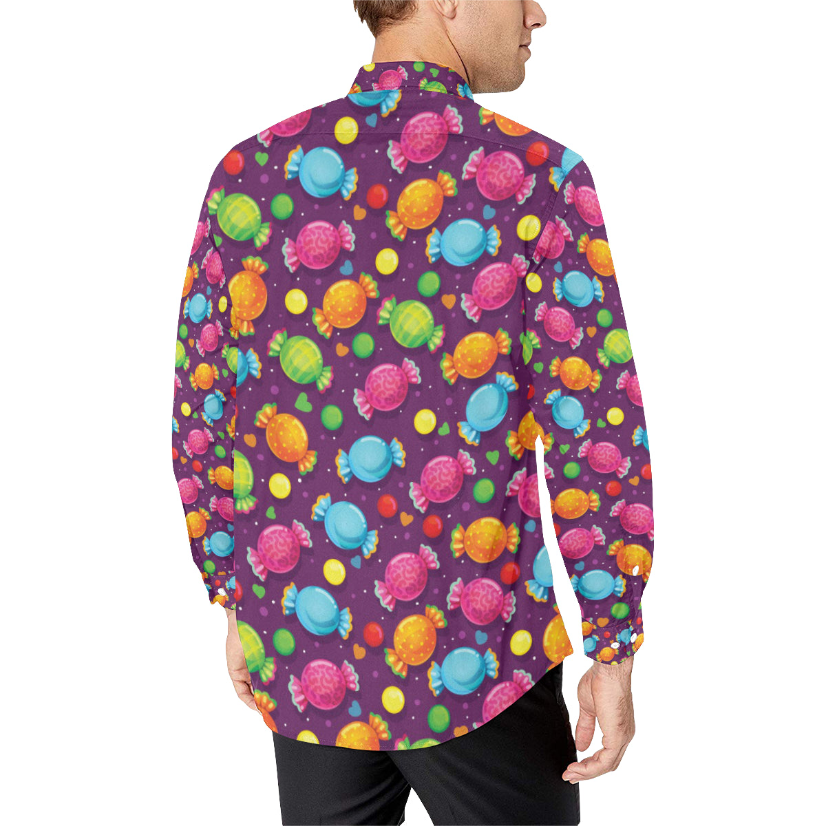 Candy Pattern Print Design CA05 Men's Long Sleeve Shirt