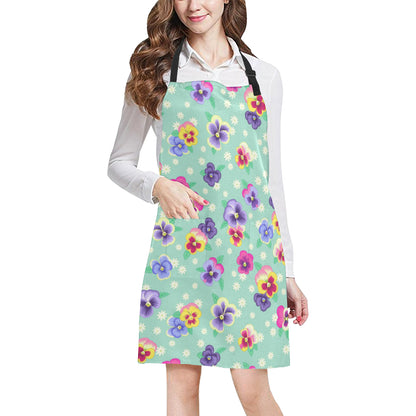 Pansy Pattern Print Design PS08 Apron with Pocket