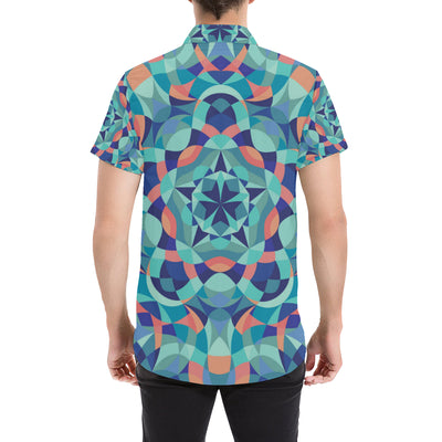 Kaleidoscope Pattern Print Design 03 Men's Short Sleeve Button Up Shirt