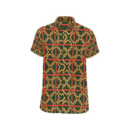 Irish Pattern Print Design 01 Men's Short Sleeve Button Up Shirt