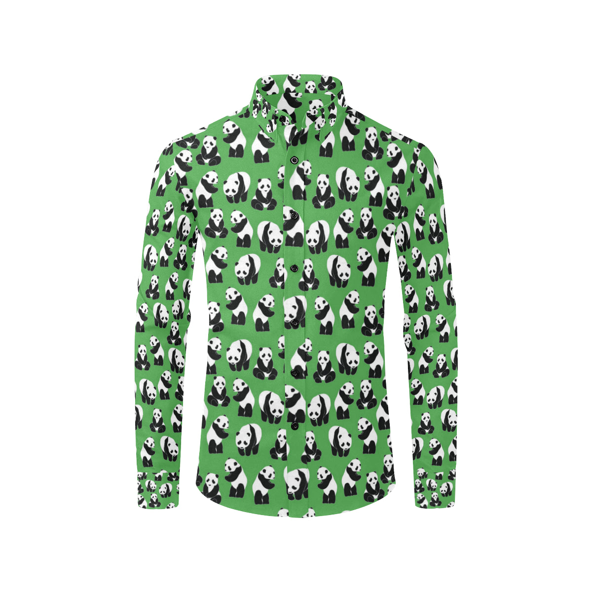 Panda Bear Pattern Themed Print Men's Long Sleeve Shirt