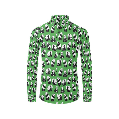 Panda Bear Pattern Themed Print Men's Long Sleeve Shirt