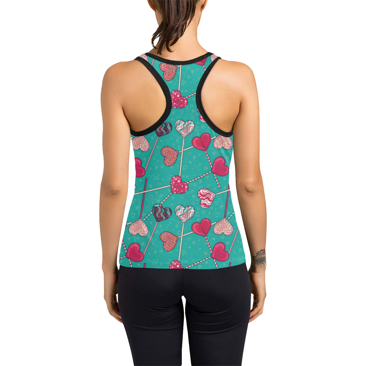Lollipop Pattern Print Design LL01 Women's Racerback Tank Top