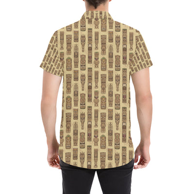 Totem Tiki Style Themed Design Men's Short Sleeve Button Up Shirt