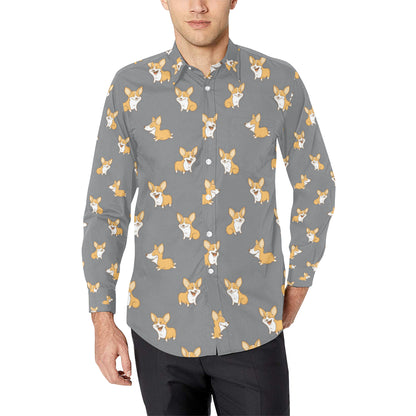 Pembroke Welsh Corgis Pattern Print Design A02 Men's Long Sleeve Shirt