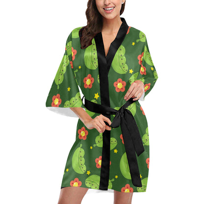 Peas Pattern Print Design A01 Women's Short Kimono