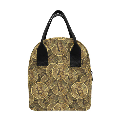 Bitcoin Pattern Print Design DO01 Insulated Lunch Bag