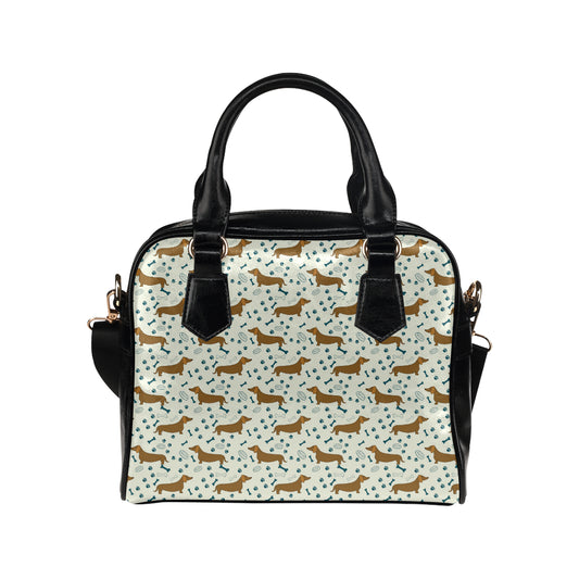 Dachshund Pattern Print Design 01 Shoulder Handbag