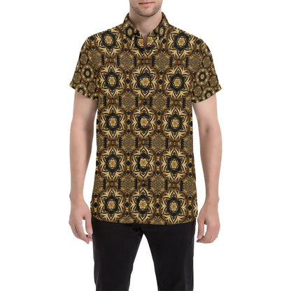 Celtic Pattern Print Design 07 Men's Short Sleeve Button Up Shirt