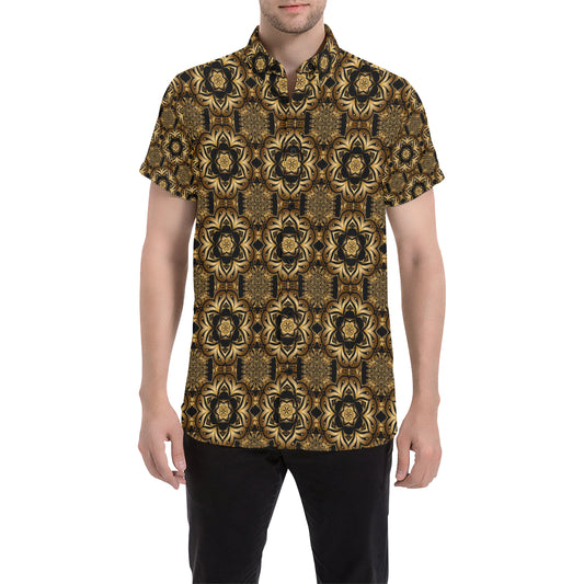 Celtic Pattern Print Design 07 Men's Short Sleeve Button Up Shirt