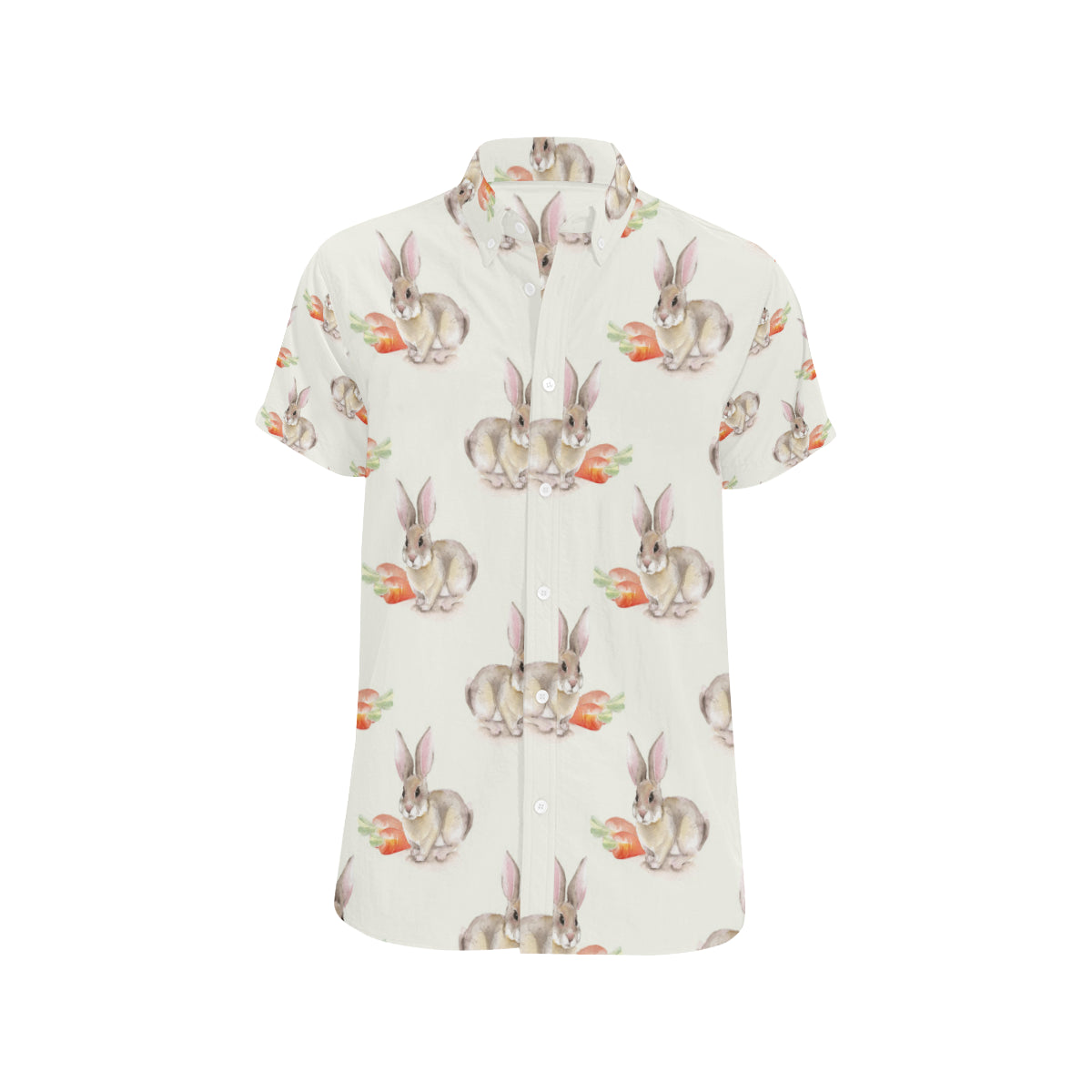 Rabbit Pattern Print Design 01 Men's Short Sleeve Button Up Shirt