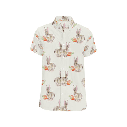 Rabbit Pattern Print Design 01 Men's Short Sleeve Button Up Shirt