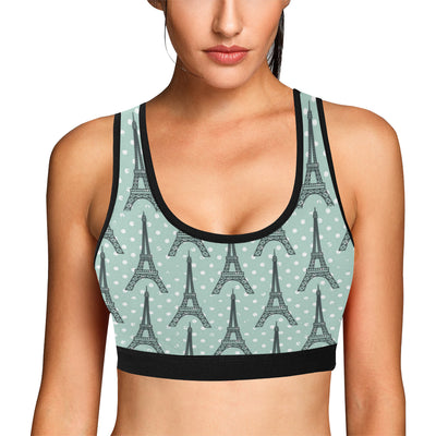 Eiffel Tower Polka Dot Print Sports Bra