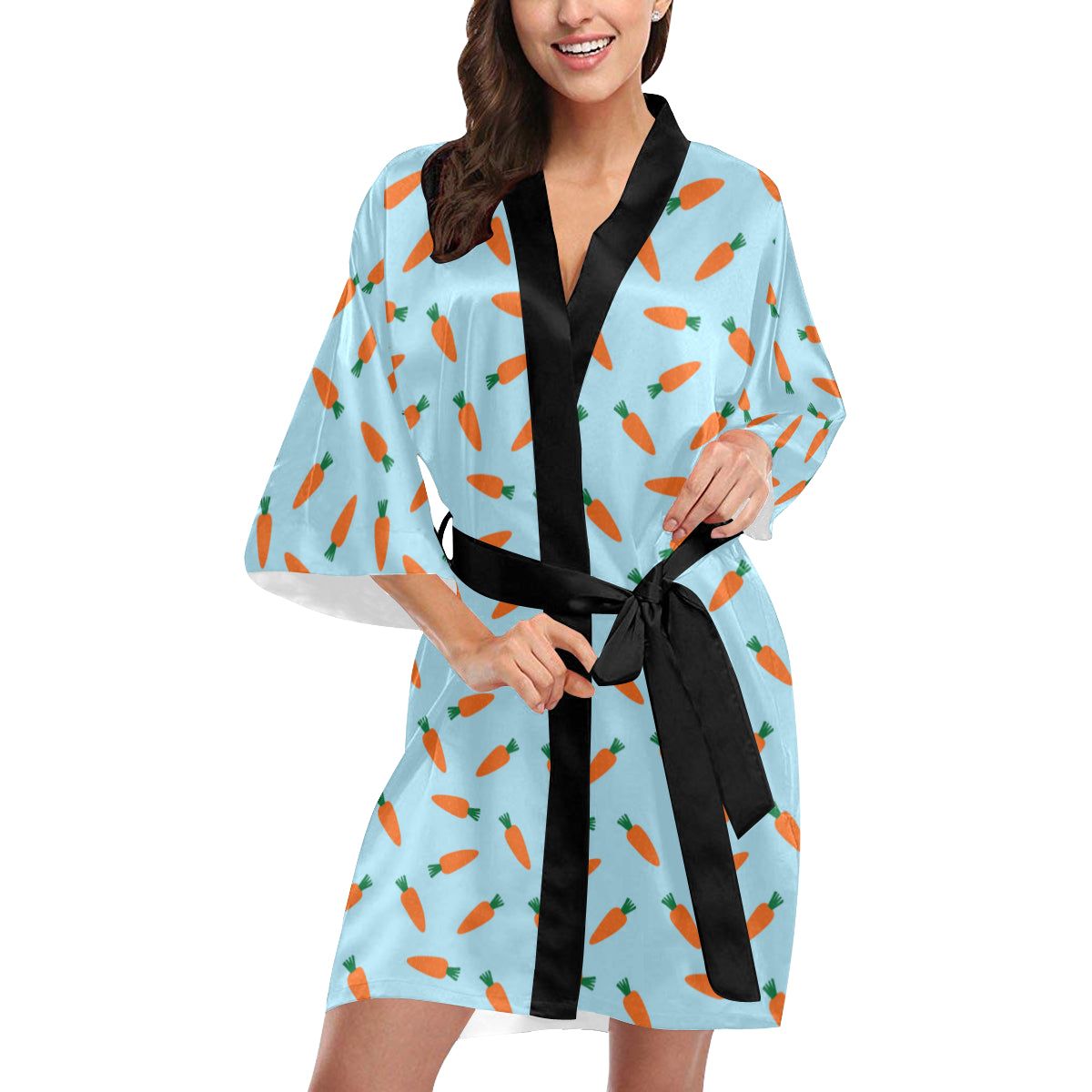 Carrot Pattern Print Design 03 Women's Short Kimono