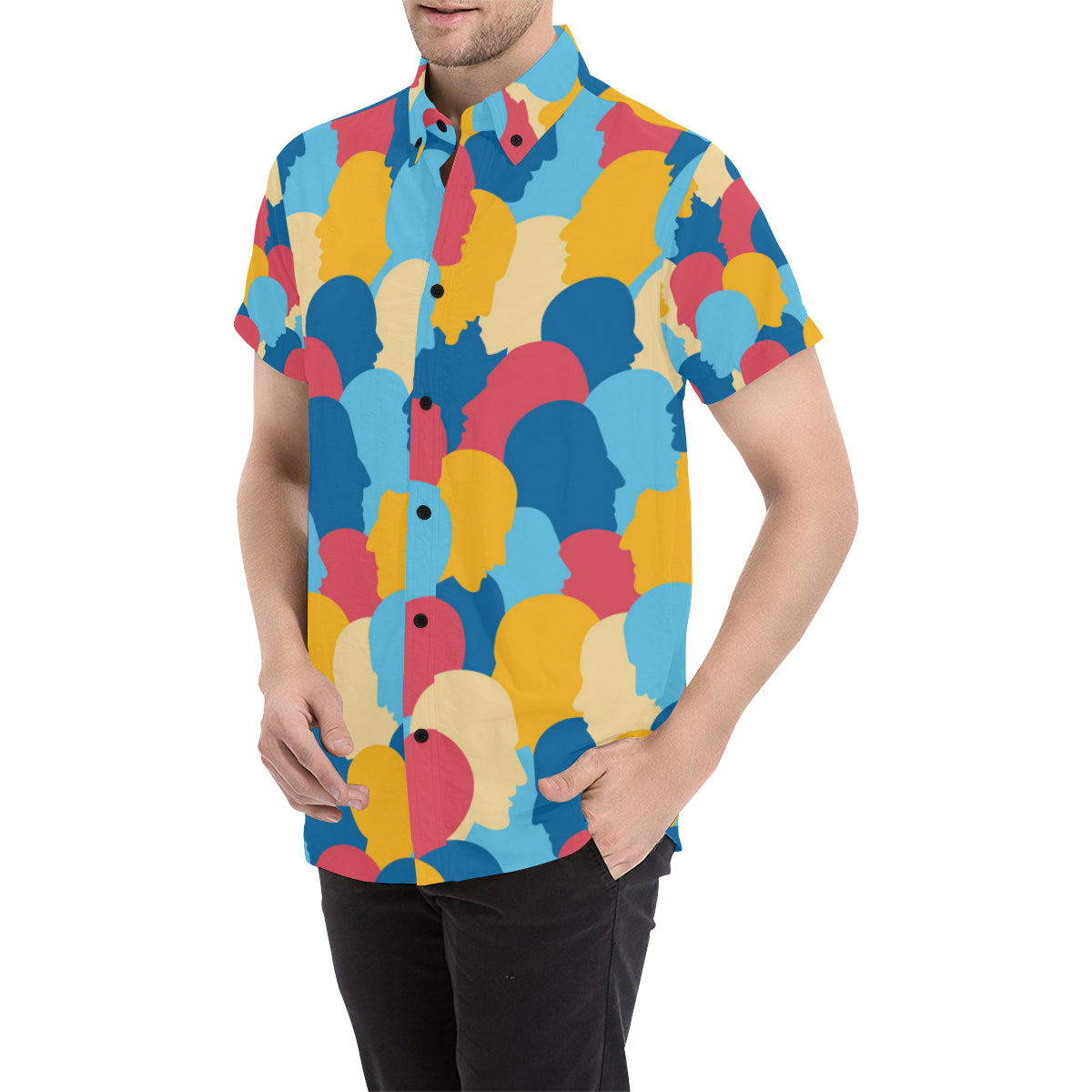 Psychology Pattern Print Design A02 Men's Short Sleeve Button Up Shirt