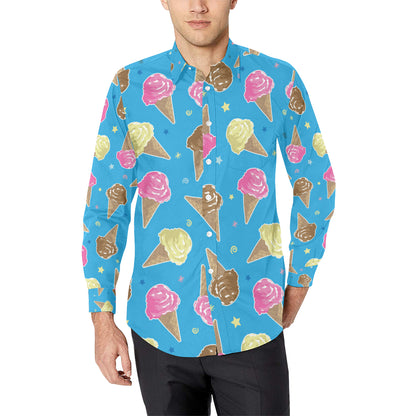 Ice Cream Pattern Print Design 01 Men's Long Sleeve Shirt