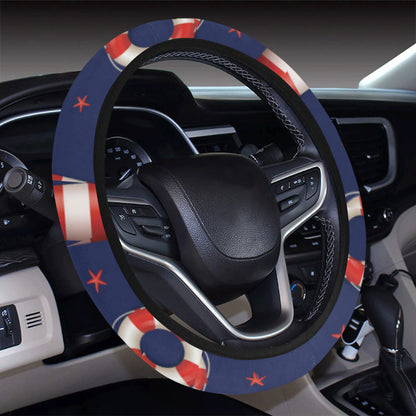 Nautical Pattern Print Design A03 Steering Wheel Cover with Elastic Edge