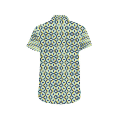 Swedish Design Pattern Men's Short Sleeve Button Up Shirt