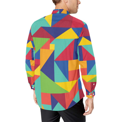 Mosaic Pattern Print Design 01 Men's Long Sleeve Shirt