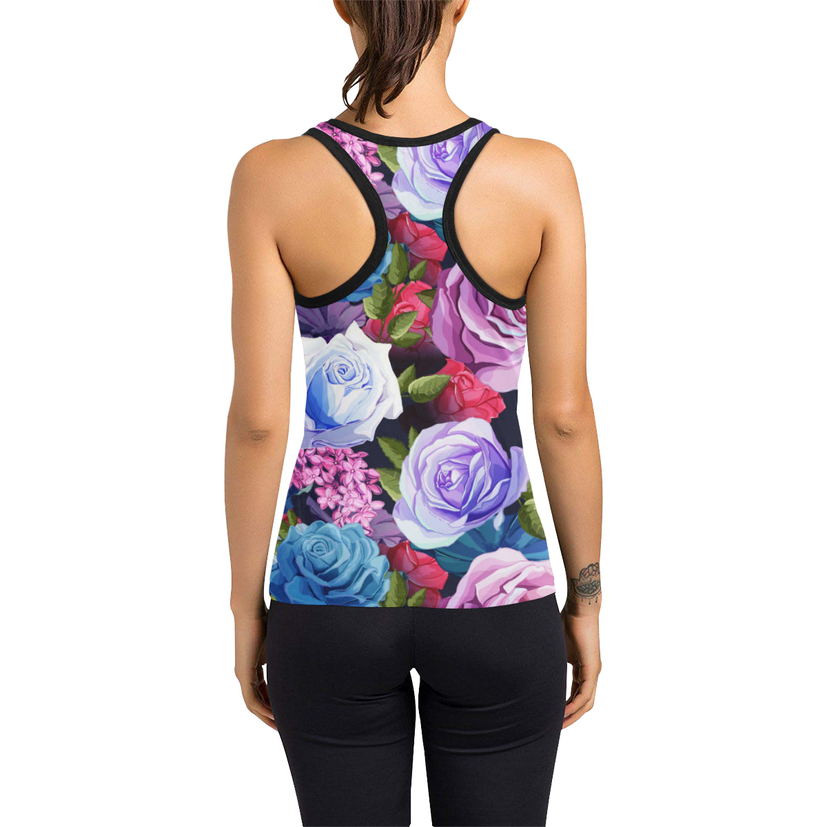 Rose Pattern Print Design RO09 Women's Racerback Tank Top
