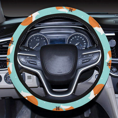 Fox Design Snow Print Pattern Steering Wheel Cover with Elastic Edge