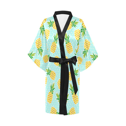 Pineapple Pattern Print Design PP01 Women Kimono Robe