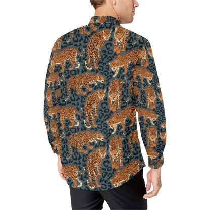 Jaguar Pattern Print Design 04 Men's Long Sleeve Shirt